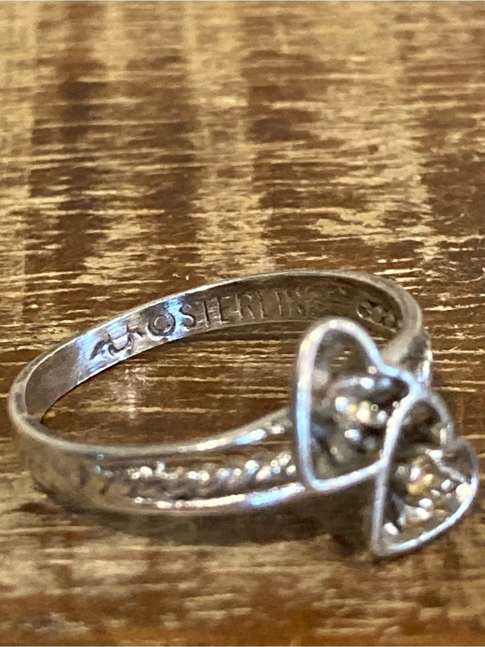 Vintage Sterling Silver Hearts Ring Size 7 Missing Stone! Uncas - Picture 6 of 15